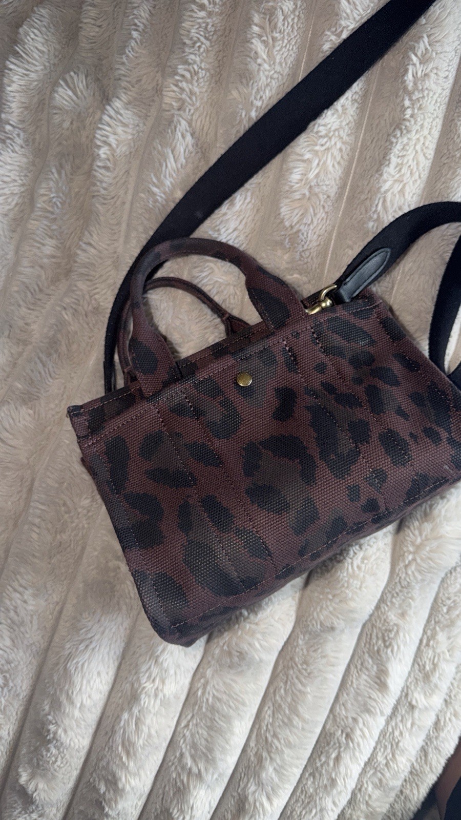 Coach Mini Leopard Animal Print Crossbody Bag Zip Closure Detachable Strap