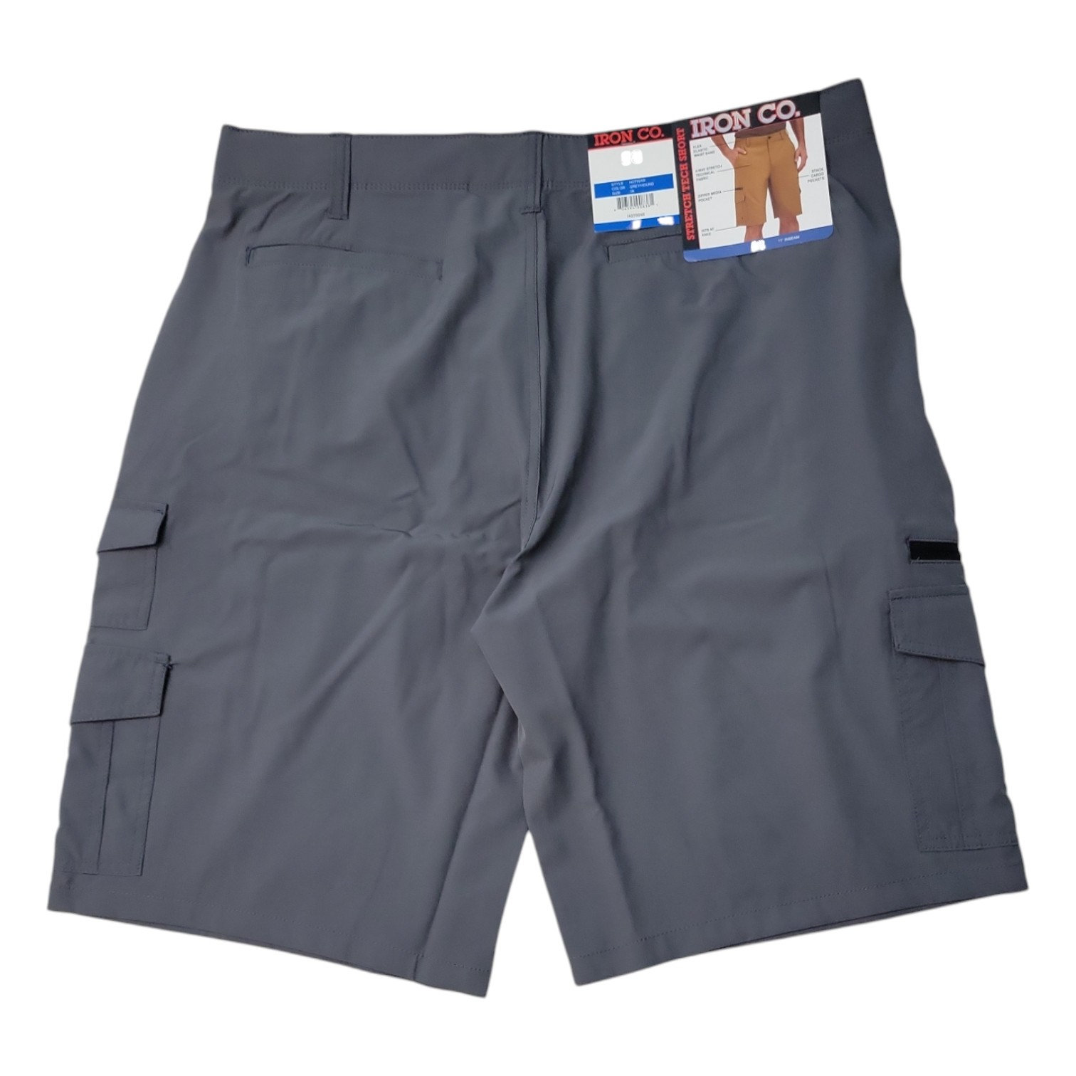 IRON Clothing Men’s Flex Waistband Stretch Hybrid Multi Pocket Cargo Short