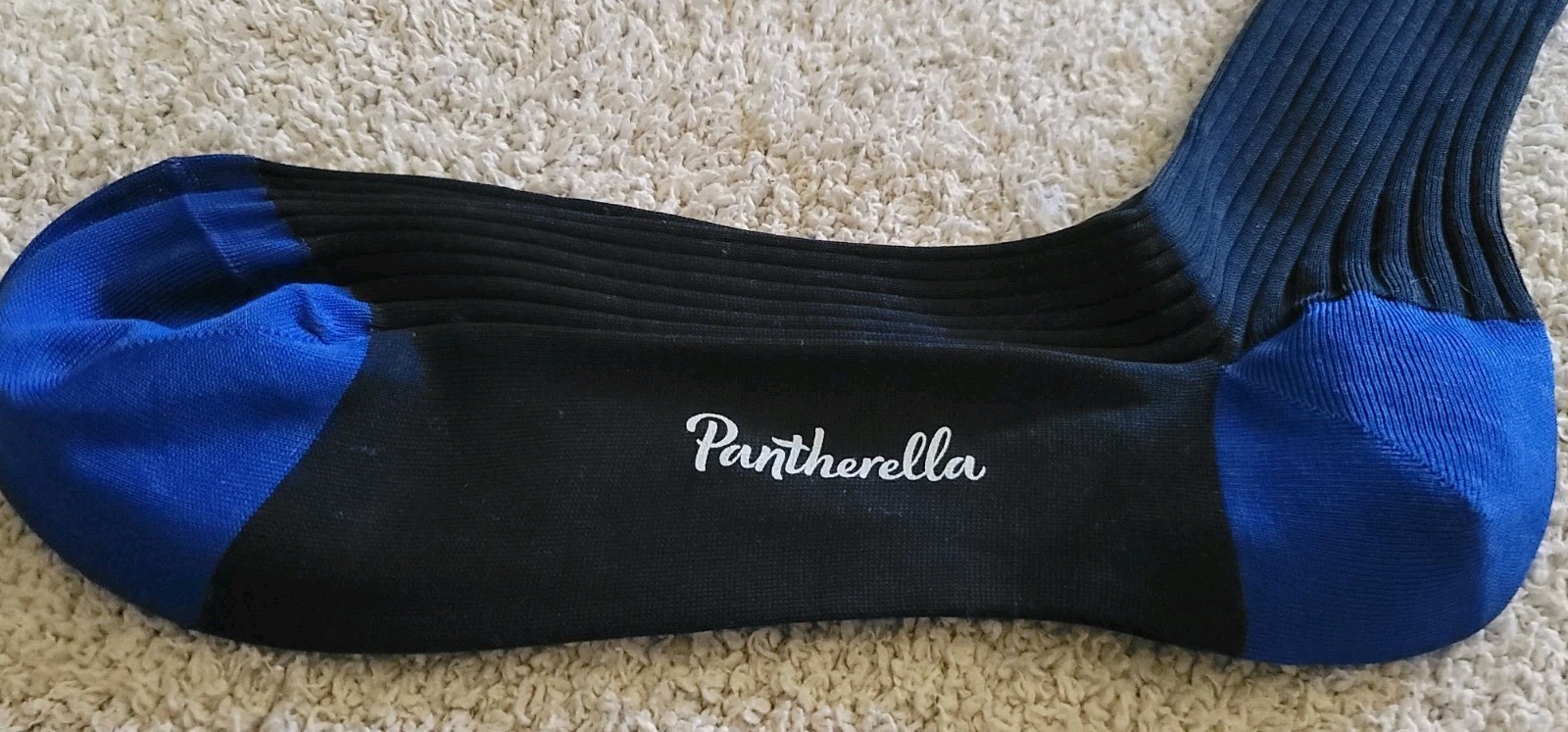 Pantherella PORTOBELLO Cotton-Blend Ribbed Dress Socks Navy/Ultramarine Sz Large