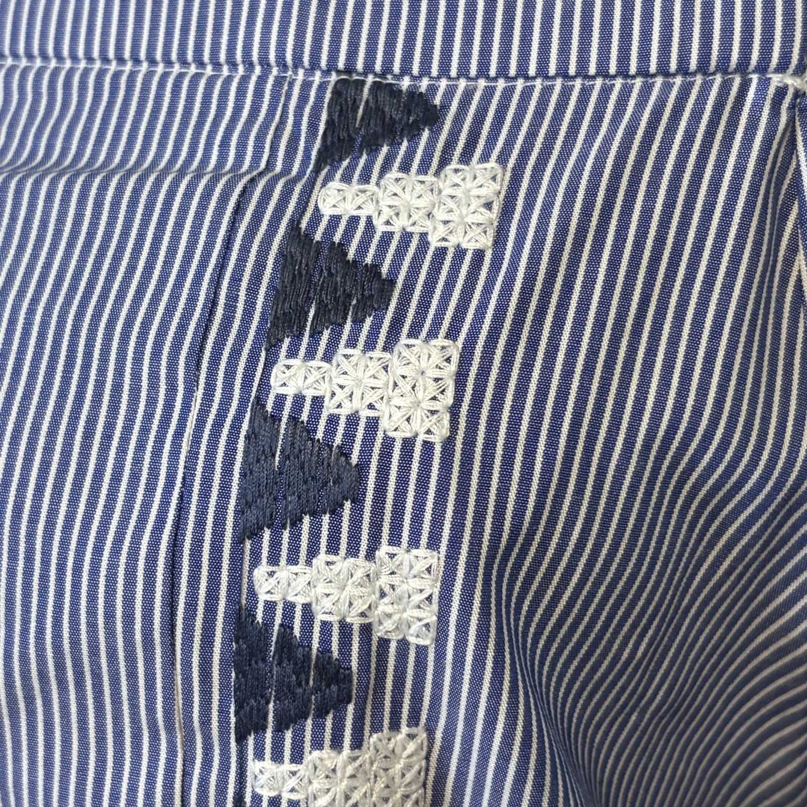 Cute Stella Dot Beach Kali Dress In Blue Stripe Embroidered Off Shoulder Summer