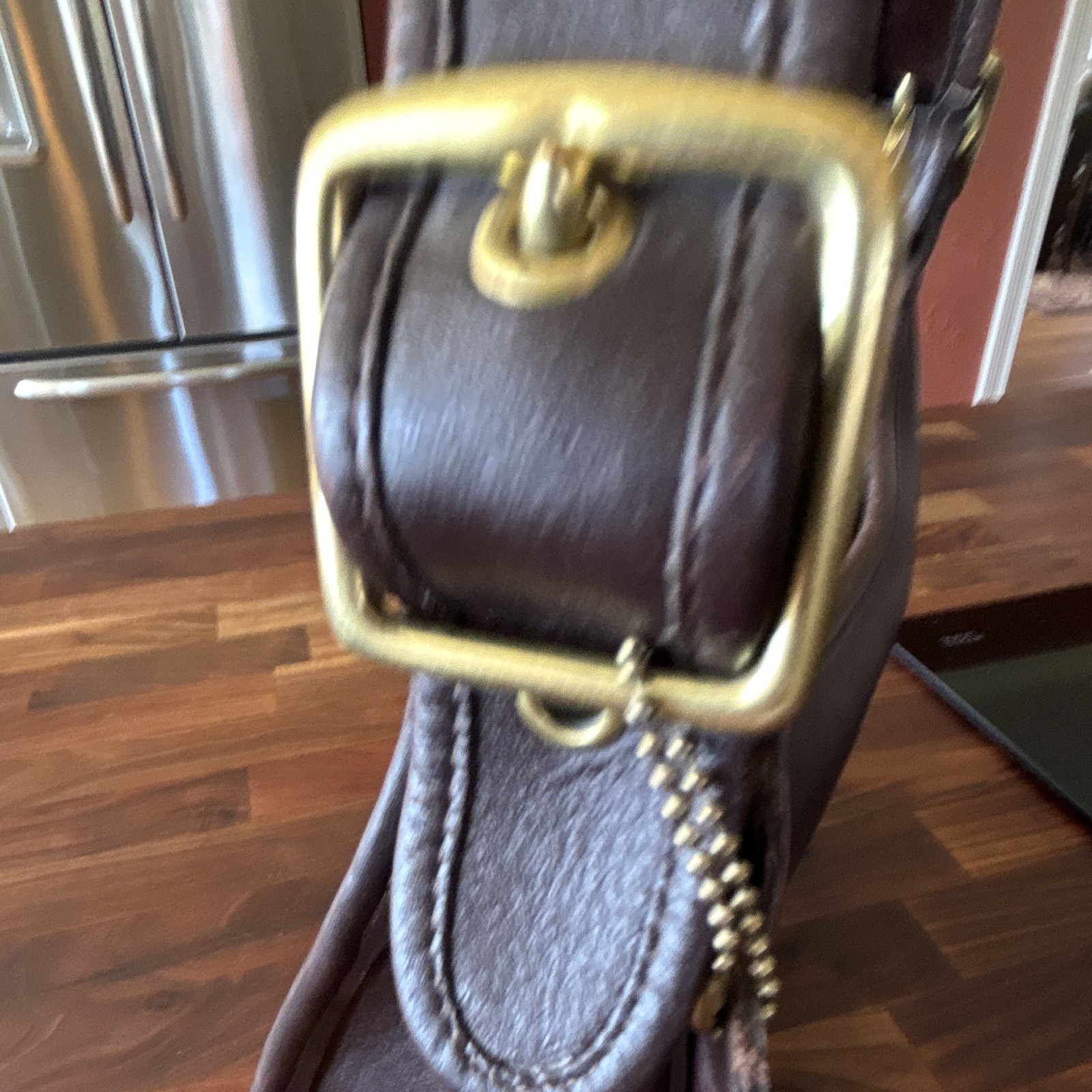 Vintage Coach Legacy Brown Shoulder Bag Zip Top Adjustable Strap Gold 9966