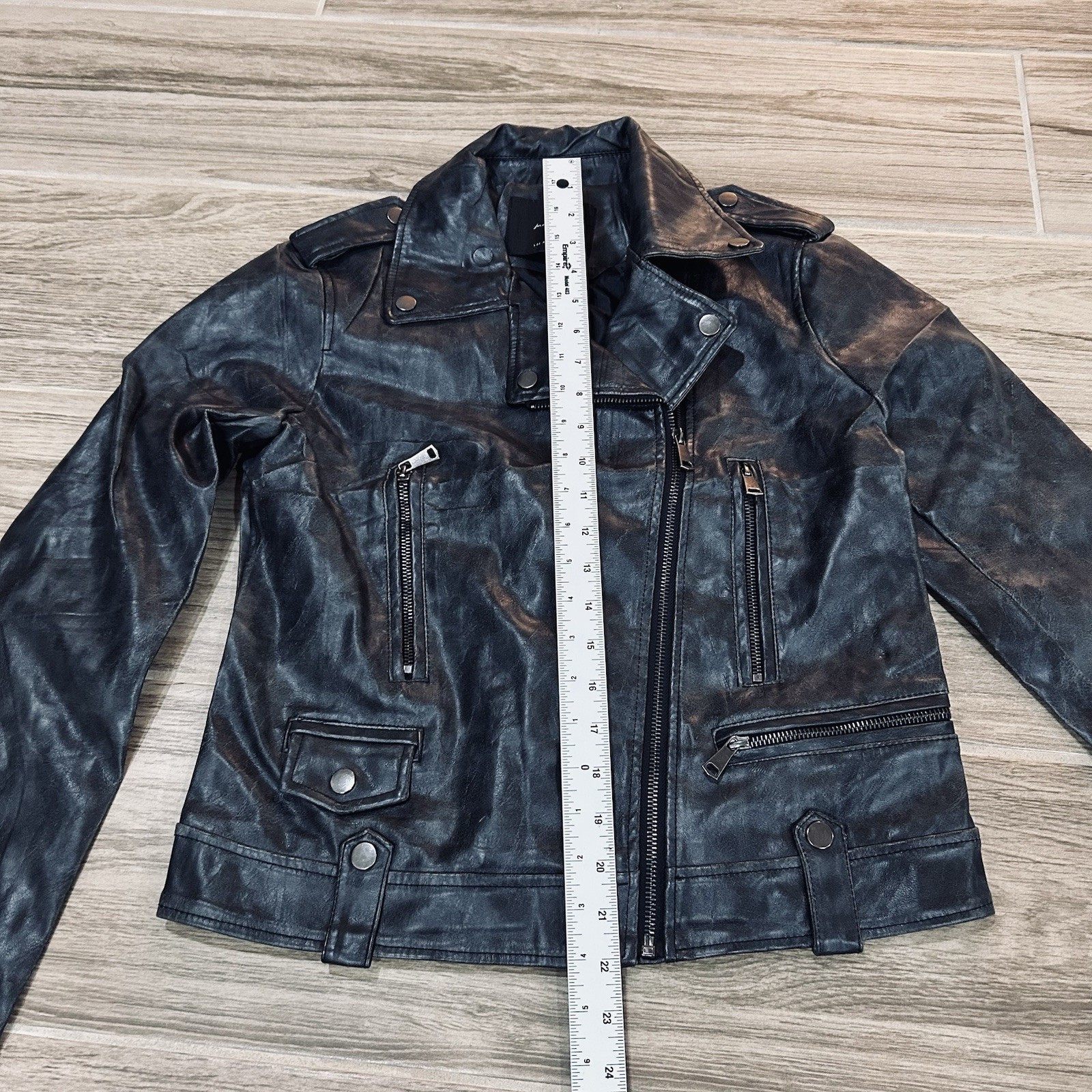 7 for All Mankind Black Vegan Faux Leather Moto Jacket Women’s Size Small