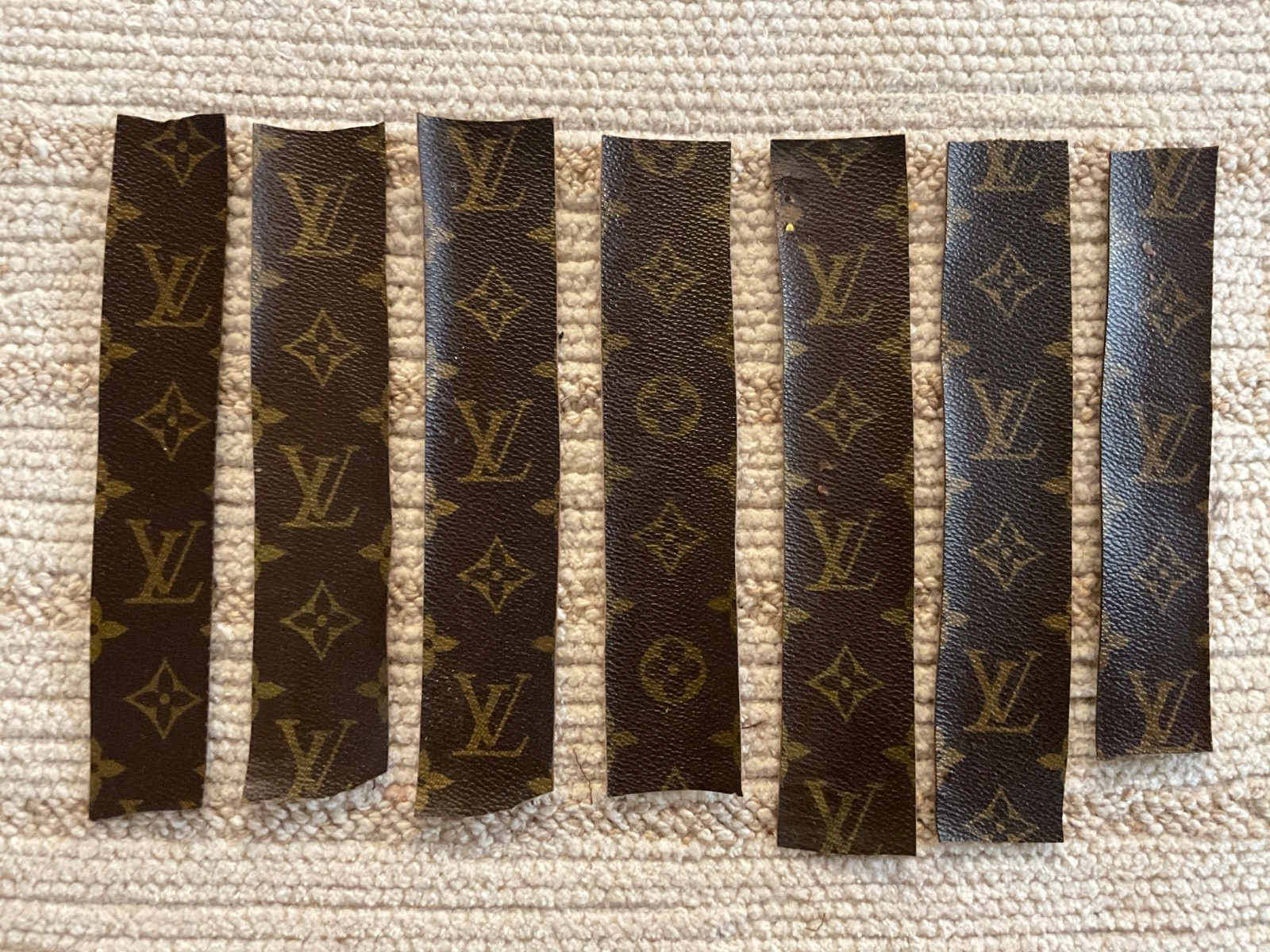 Louie Vuitton Cut Scrap Fabric Material Repair Replace Reuse Crafts lot of 7