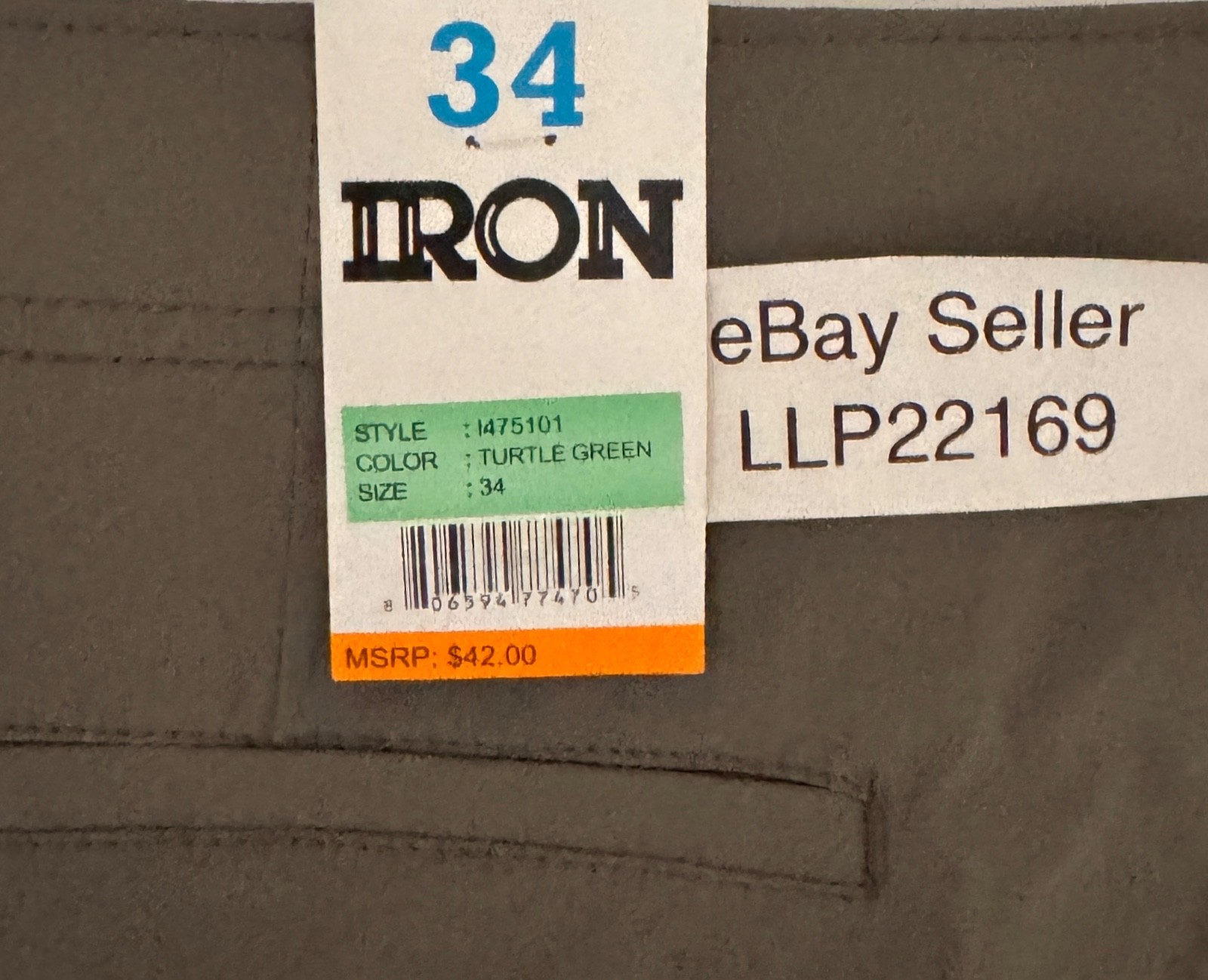 IRON CO Men’s Stretch Nylon Tech Fabric Shorts SIZE 34 Flex Waist TURTLE GREEN
