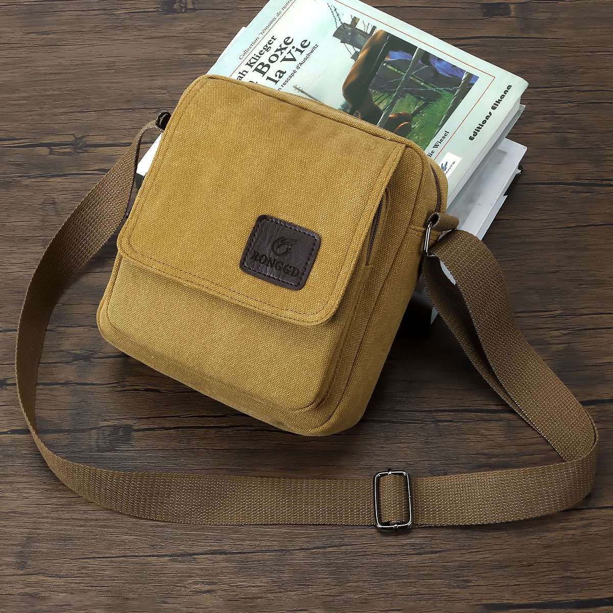 USA Vintage Canvas Crossbody Bag Portable School Satchel Messenger Shoulder Men