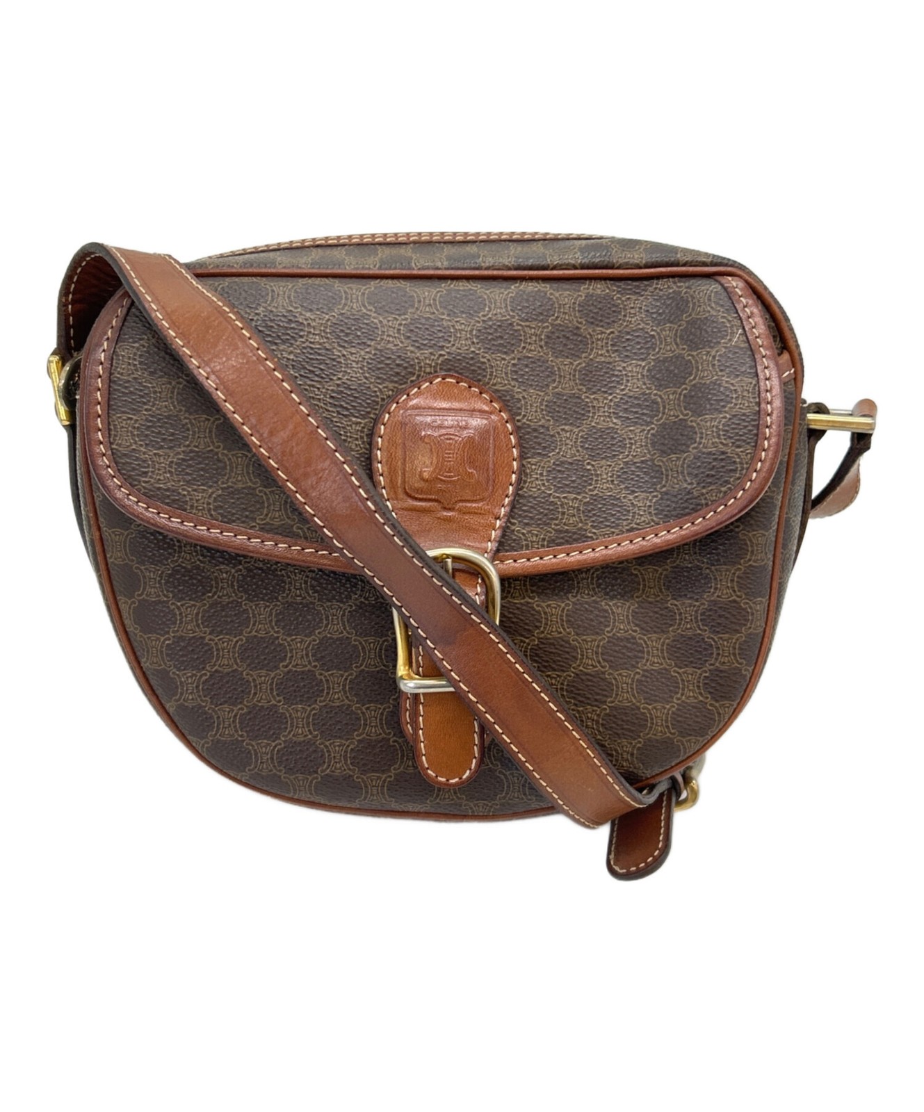 CELINE Macadam Shoulder Bag Brown Women Pre-owned Japan F/S USED
