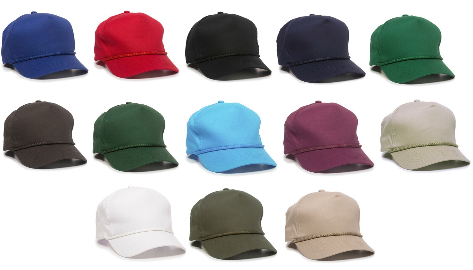 Cotton Blend Twill Poplin Pro-Style Golf Hat Snapback Baseball Cap Curved Bill