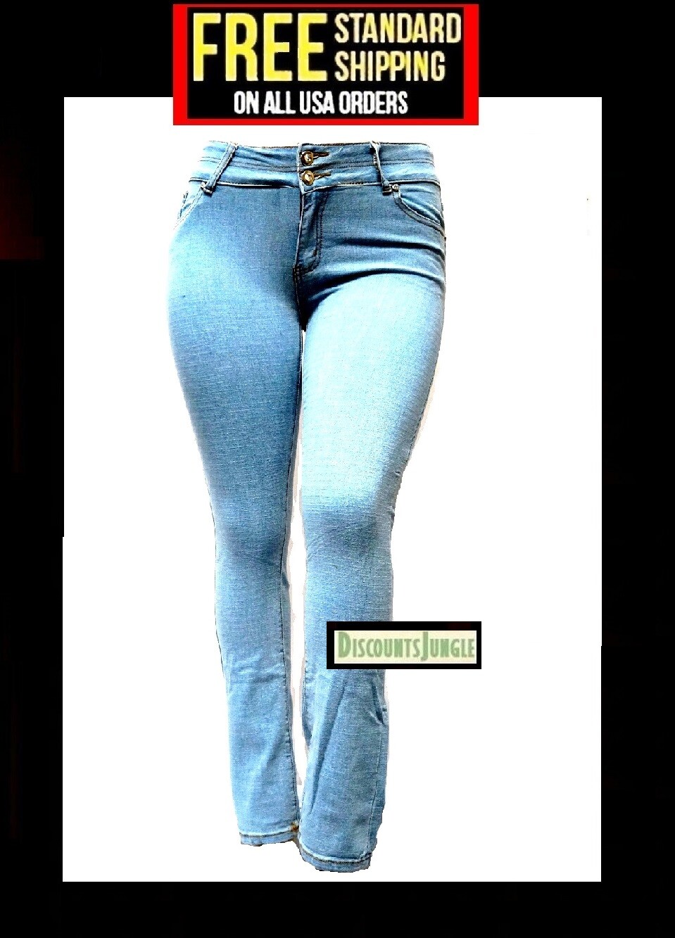 Jack David Womens Plus Size Blue Stretch Denim Jeans Slim bootcut Skinny Jeans