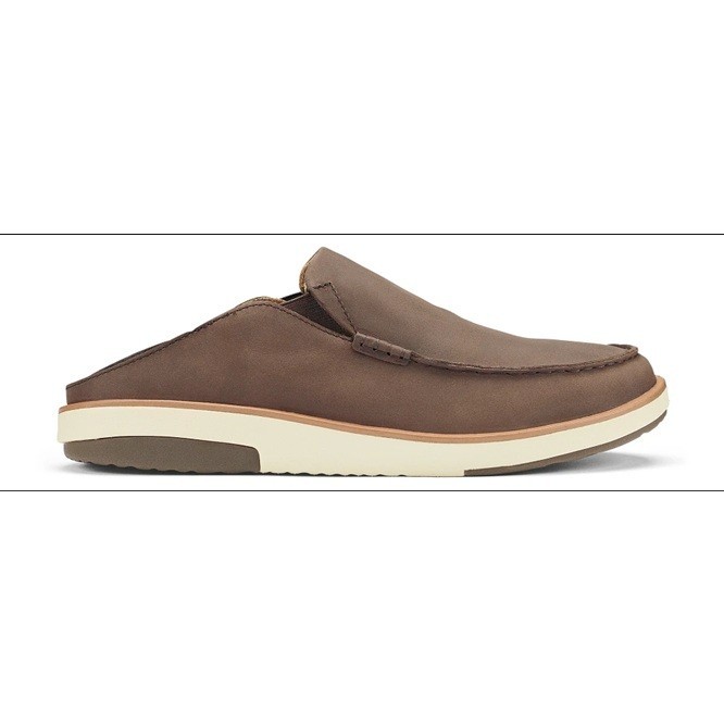 OluKai Kalia Slip On Mens 11 Dark Wood Shoes 10453-6363 Boat Nubuck Leather