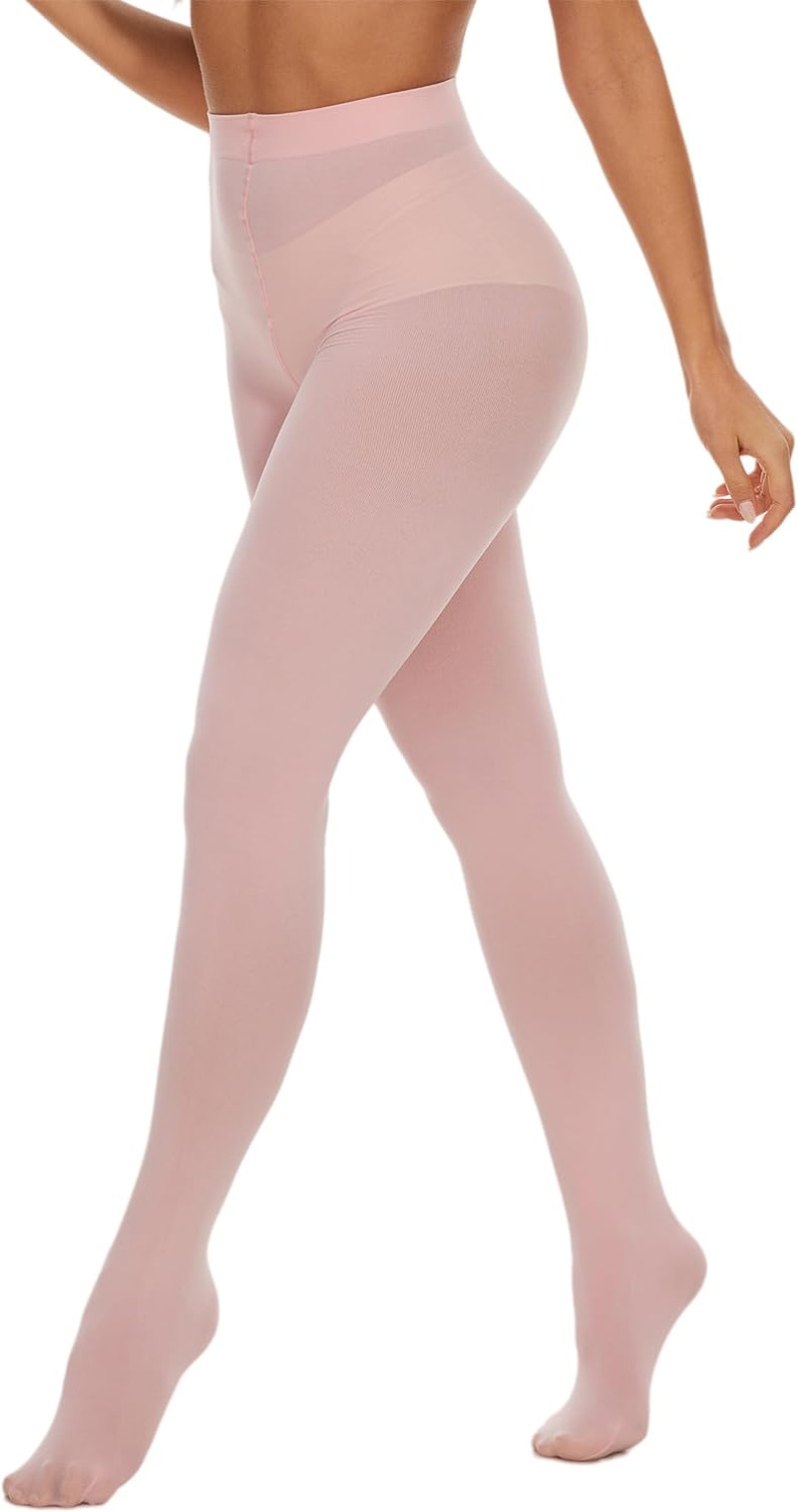 Opaque Black Tights for Women, 80D Solid Color Soft Tights, Control Top Microfib