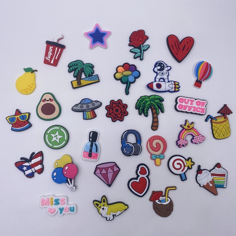 30-120 PCS Random Different Clip Shoe Charms for Shoe Decoration Lovely Cool