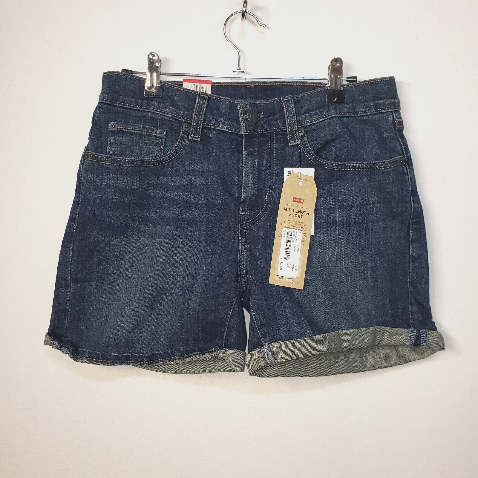 NEW Levi Strauss Jeans Shorts Jorts Womens 27 Mid Rise Mid Length Slim Hip $40