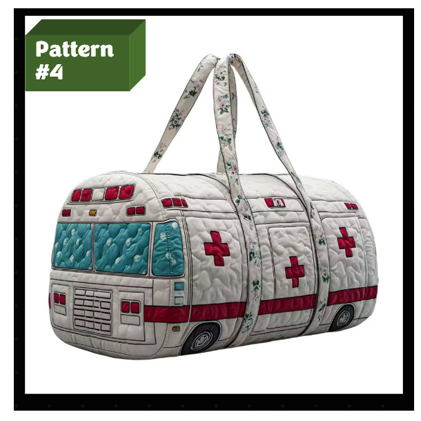 Bus Series Quilted Cotton Quilted Travel Bag 3D Design Boho Style Duffle Bag
