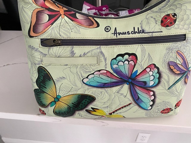 ANUSCHKA HAND PAINTED LARGE HOBO HANDBAG NEW W/TAGS &WALLET