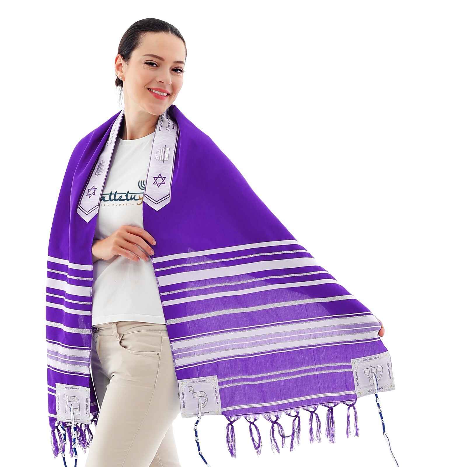 HalleluYAH King Solomon Tallit Prayer Shawl 72″x 22″ with Bag | Design (4 Color)