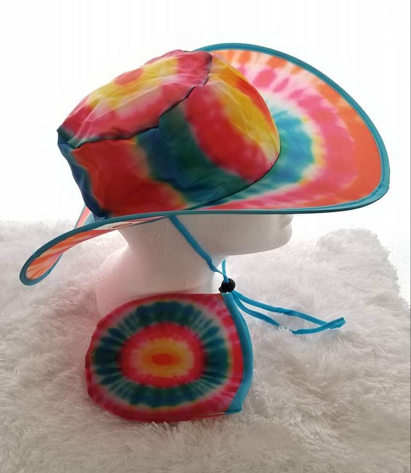 Twist & Fold, Unisex Sun Hat, Cap Rainbow, Waves, Tye Die, Pride -Free Shipping!