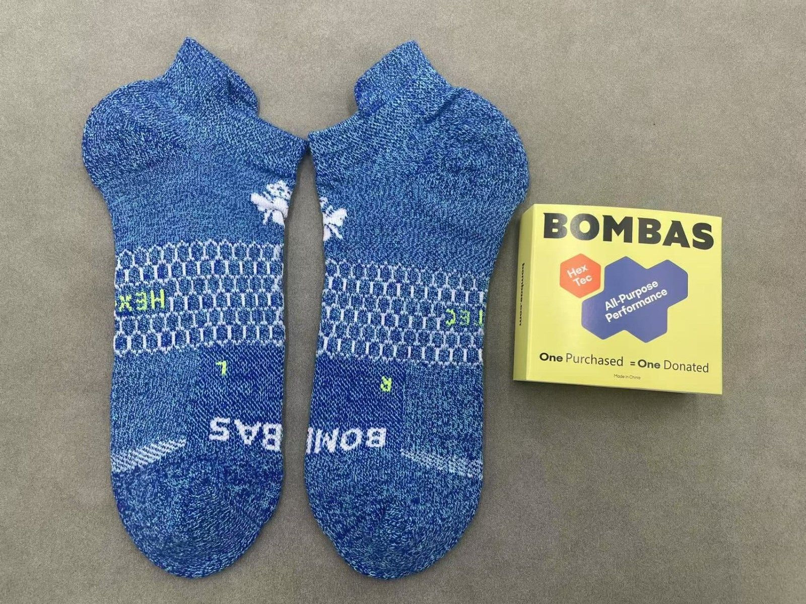 4 Pairs Bombas Men’s Running Performance Ankle Socks Size Large 9-13 Blue