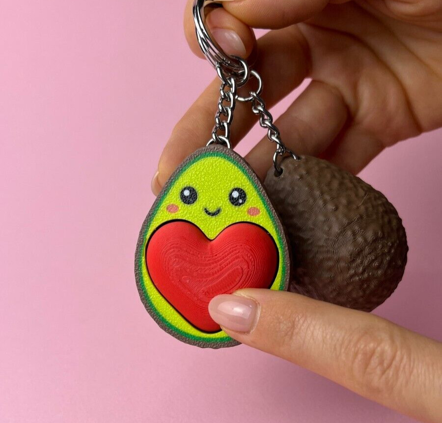 Avocado Fidget Clicker Valentine Keychain, Mechanical Clicker 3D Printed Fun Toy