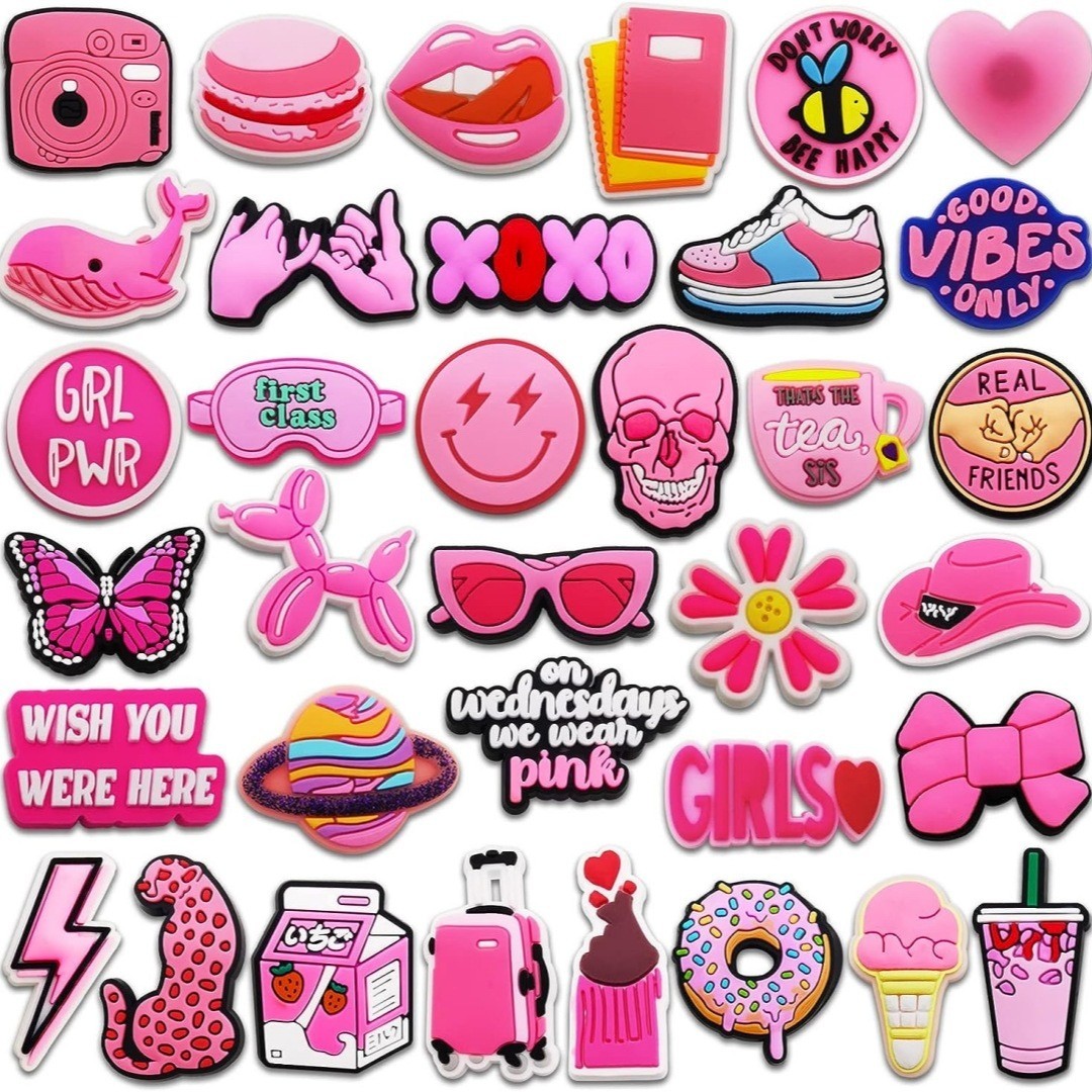 90 Pcs Mixed Pvc Shoe Charms Lot Different Charms Fit For Croc Clog Sandals USA