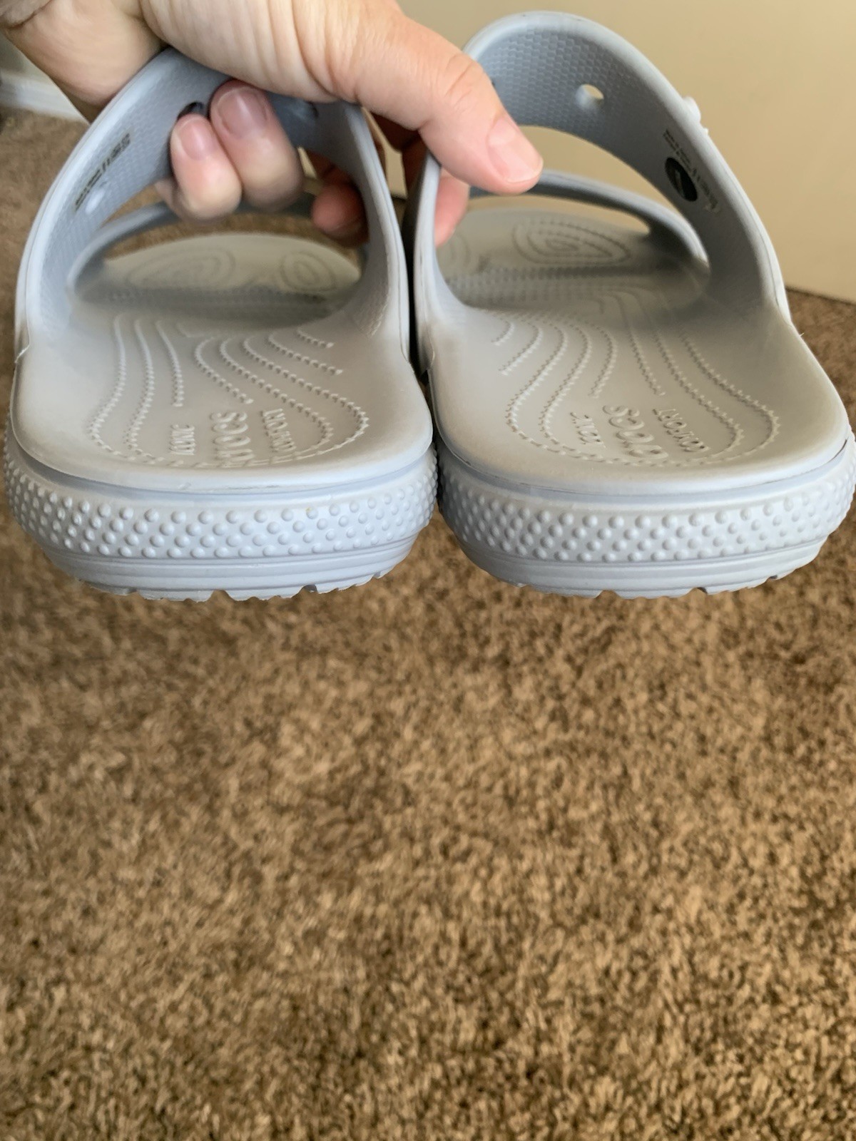 Crocs Gray V2 Slides Sandals Double Strap Slip On Comfort Shoes W8 M6
