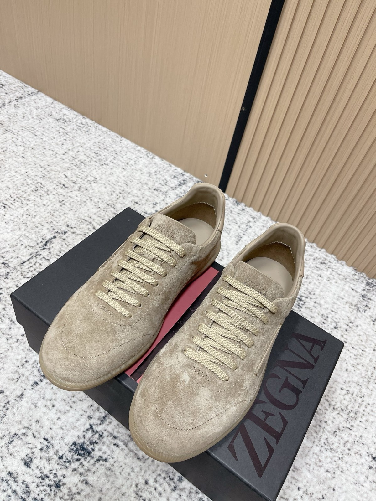 ZEGNA Beige Suede Lace-Up Luxury Sneakers Full Sizes