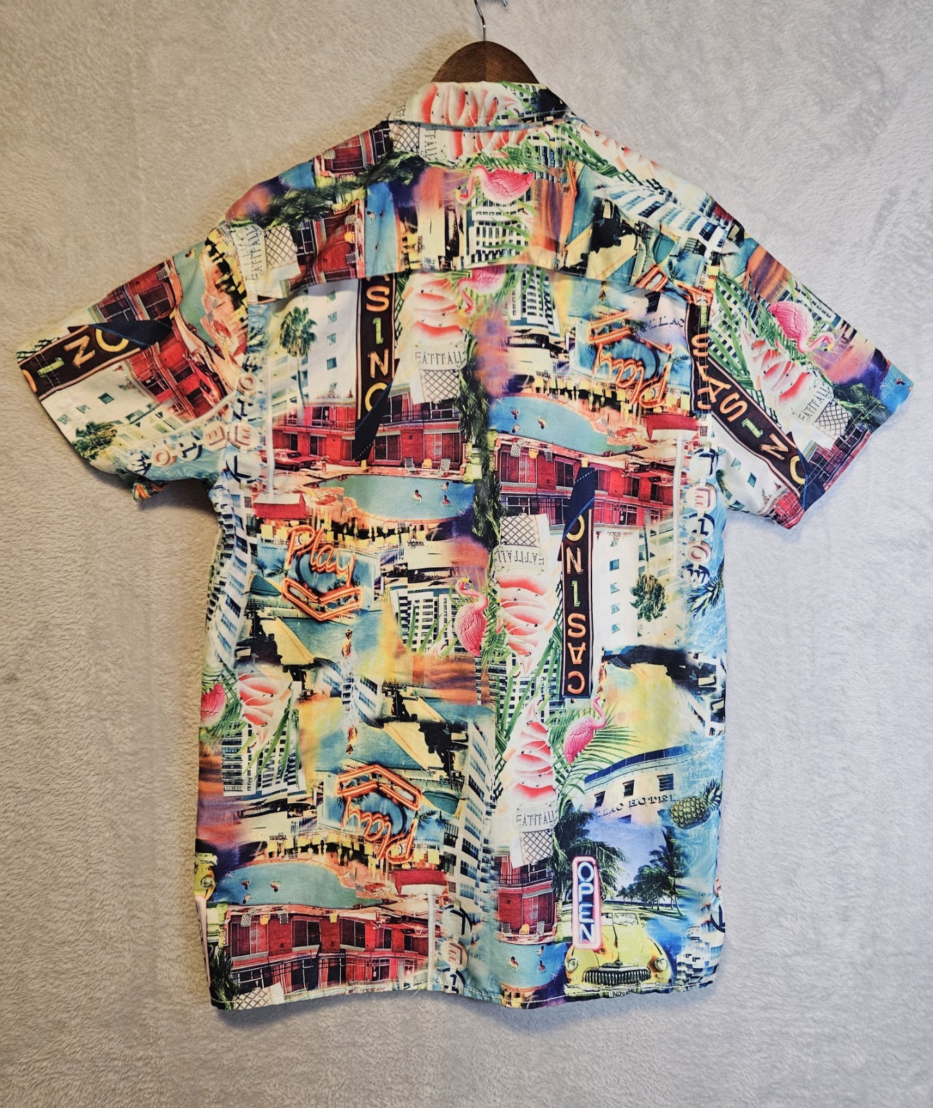 Surf Society Men’s Shirt Sz XL Button-Down Coastal Tropical Casual Fishing Beach