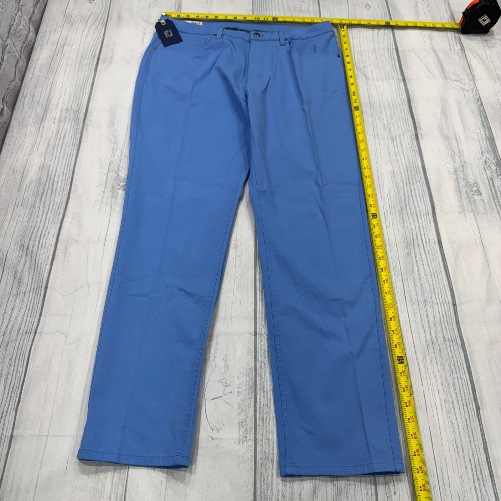 NWT Footjoy Cotton Twill 5 Pocket Pants Lagoon Blue 36×32 Golf Mens FJ $125
