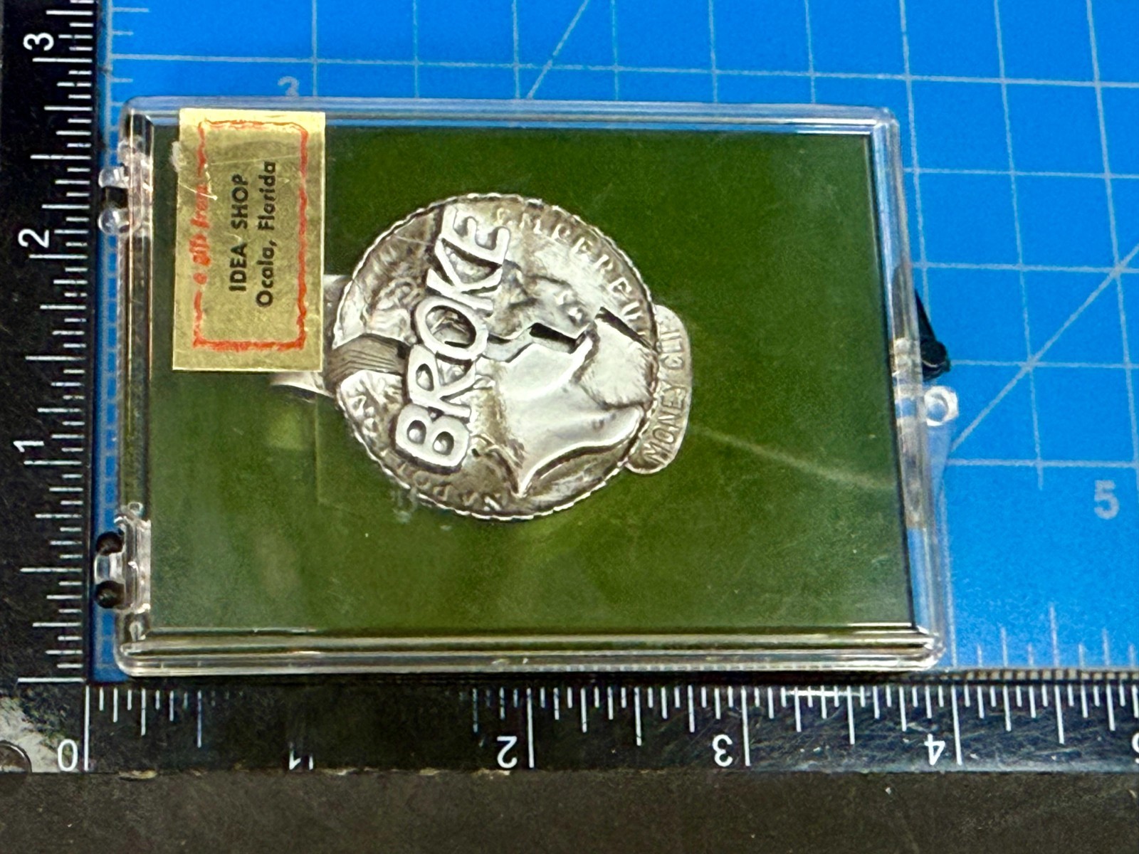 BROKE Coin Design Silver Color Vintage Novelty Money Clip Bill Holder in case