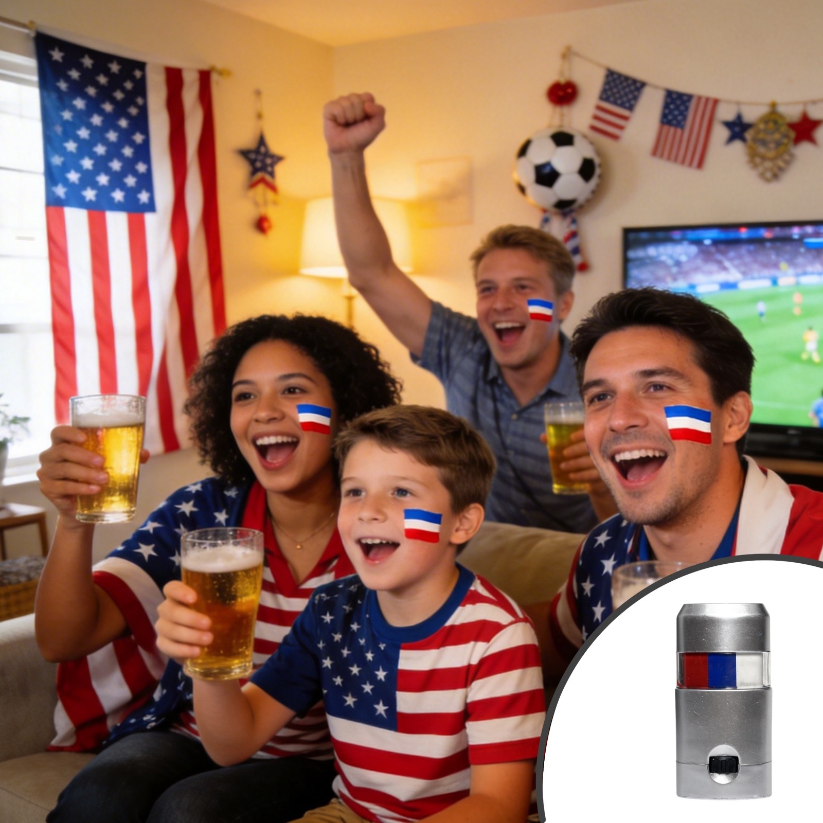 10x Fan Face Paint Stick Flag Stripe Body Art for Party Sporting National Events