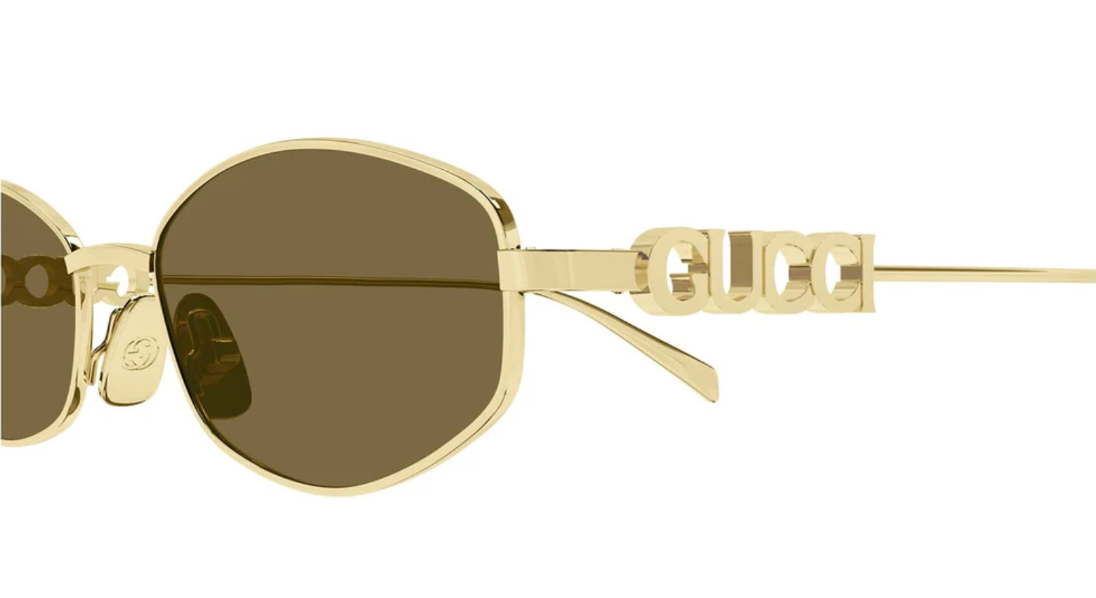 Gucci GG1802S 005 Unisex Oval Sunglasses in Gold with Brown Lens 100% UV