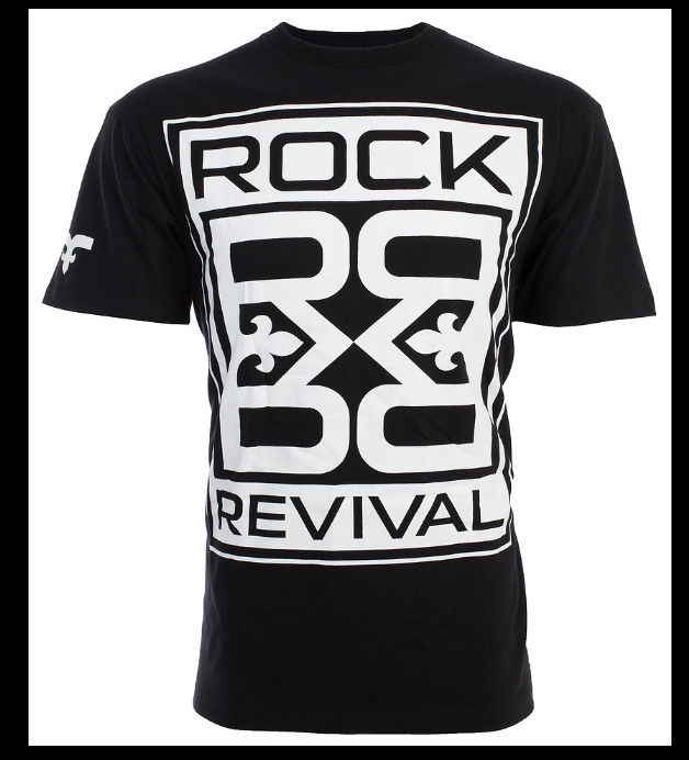 ROCK REVIVAL JEANS Black FARROW Regular Fit Short Sleeve Graphic T-shirt NWT