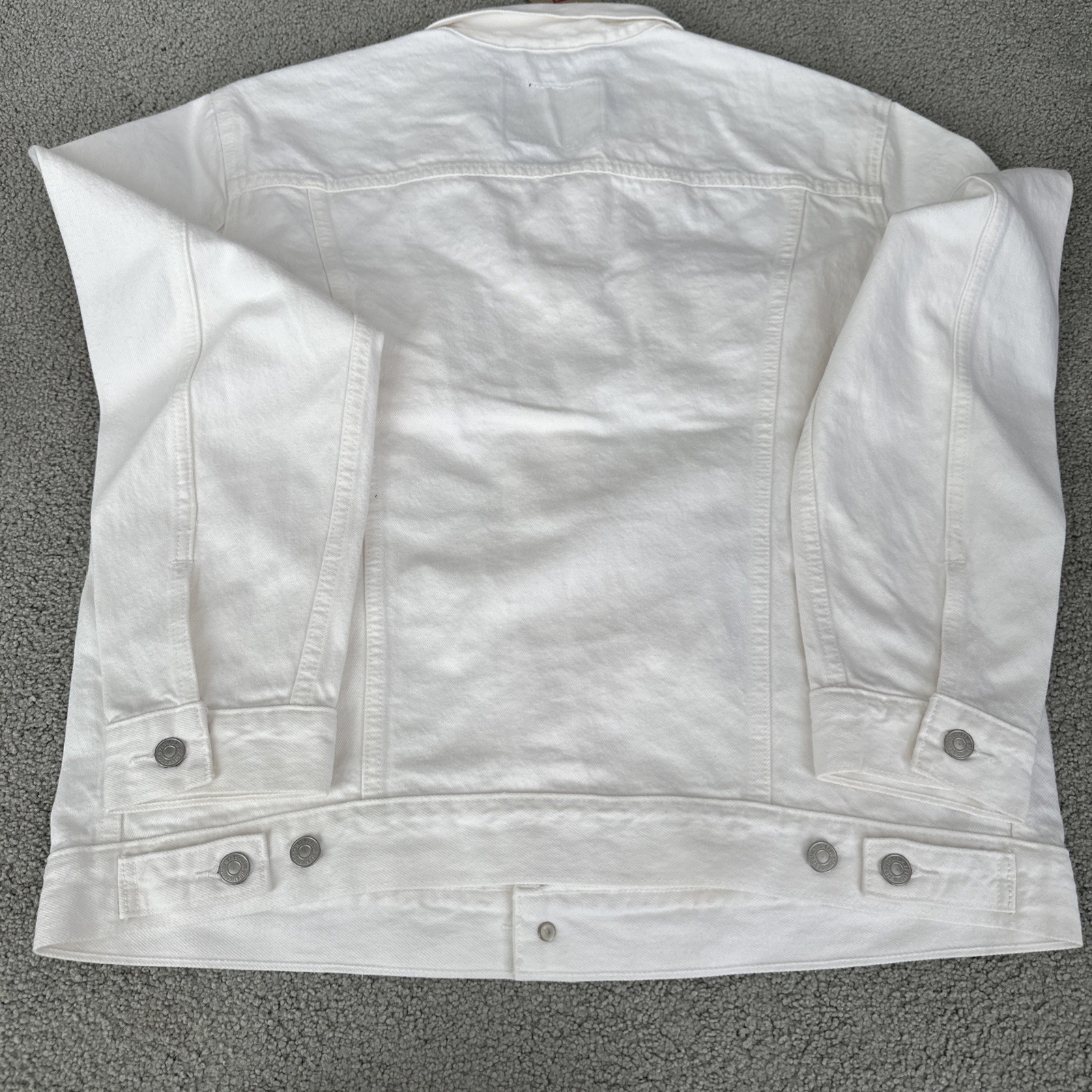 LEVI’S Men’s Medium Ivory White Denim Trucker Jacket Inner Pockets