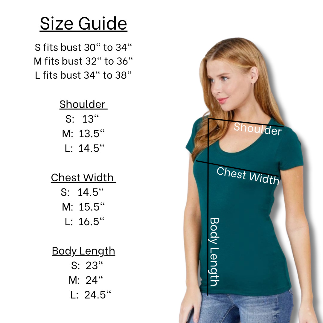 Round Scoop Neck Short Sleeve Basic Top Soft Stretch Cotton Fitted T-Shirt Tee