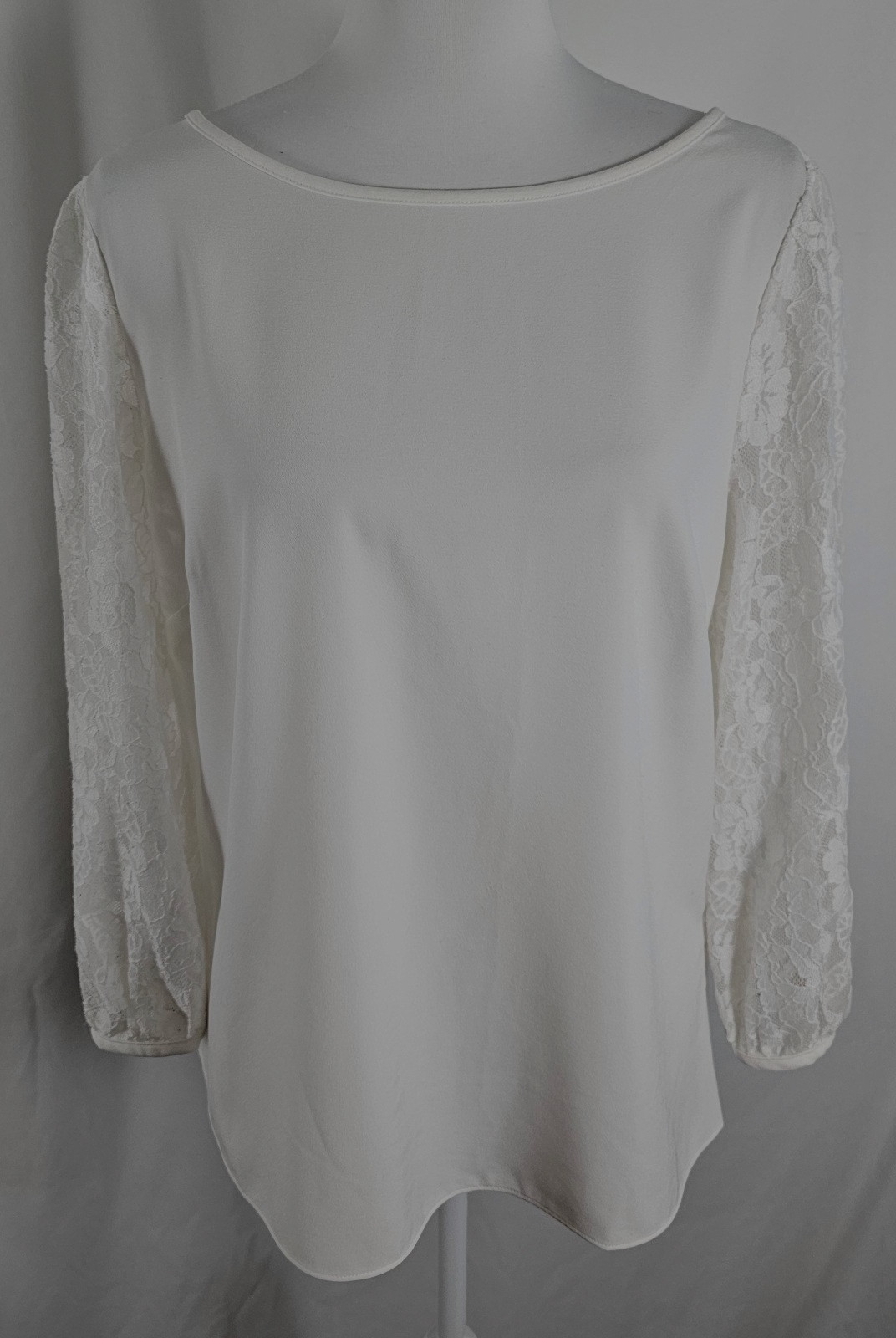 White House Black Market Womens Blouse Ivory Lace Polyester Spandex Nylon 12