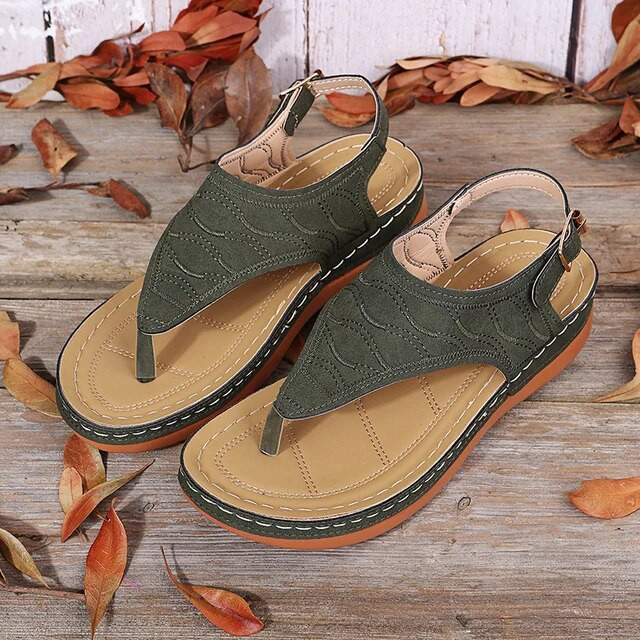 Low-Wedge Women Orthopedic Sandals Casual Flat Shoes Flip Flops Ladies Anti-Slip