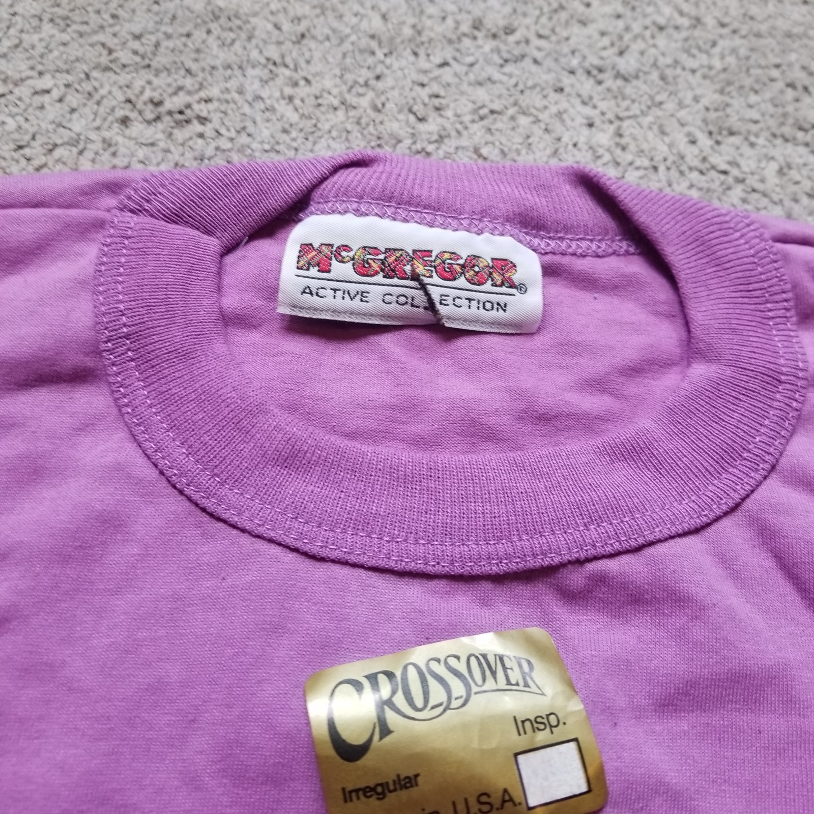 Vintage McGregor Blank Cropped Shirt Mens M Purple Gym Single Stitch 80s 90s