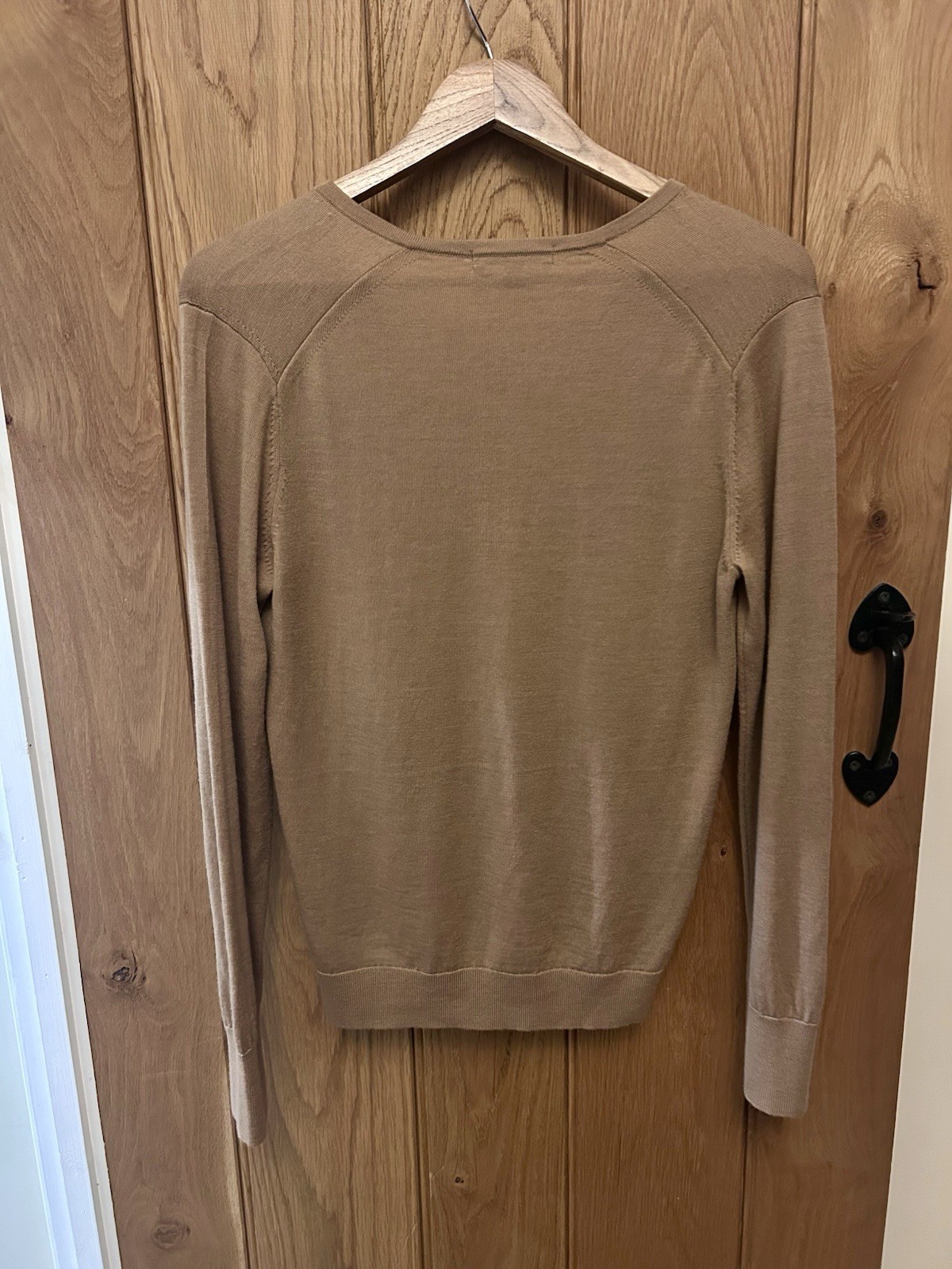 Uniqlo 100% Wool V Neck Jumper Camel Brown Capsule Minimal Size Small
