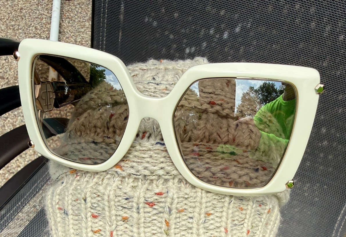Philipp Plein SPP121S Plein Queen Sunglasses Cream White 3GFX 56-21-120 NIB