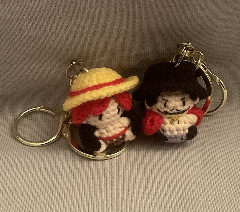 Crochet One Piece Anime Shanks and Dracule Mihawk Mini inspired Keychains