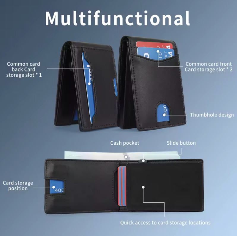 Men’s Slim Pop Up Wallet RFID Blocking Carbon Fiber Bifold Fast Ship Men Gift