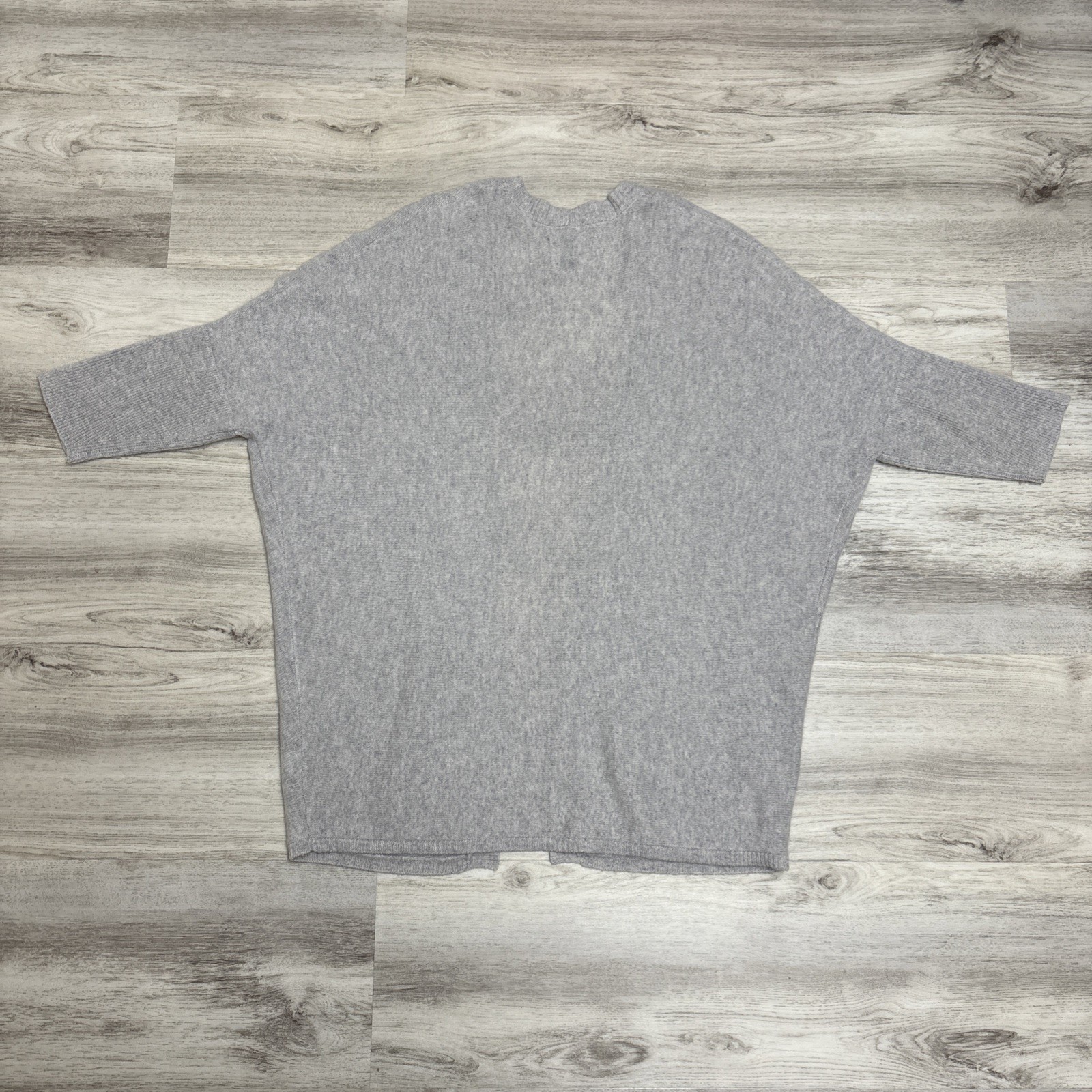Halogen Cardigan Sweater One Size 100% Cashmere Open Half Sleeve Batwing Gray