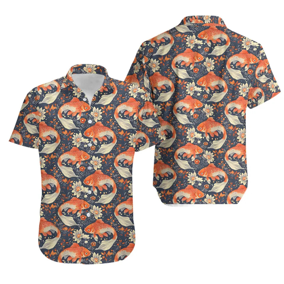 Goldfish Hawaiian Shirt Fish Ocean Beach Aloha