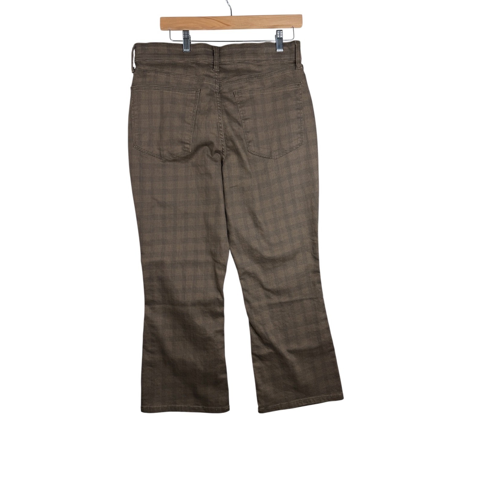 New St. John’s Bay Checkered Square Print Kick Crop Pants size 12 Brown/Black