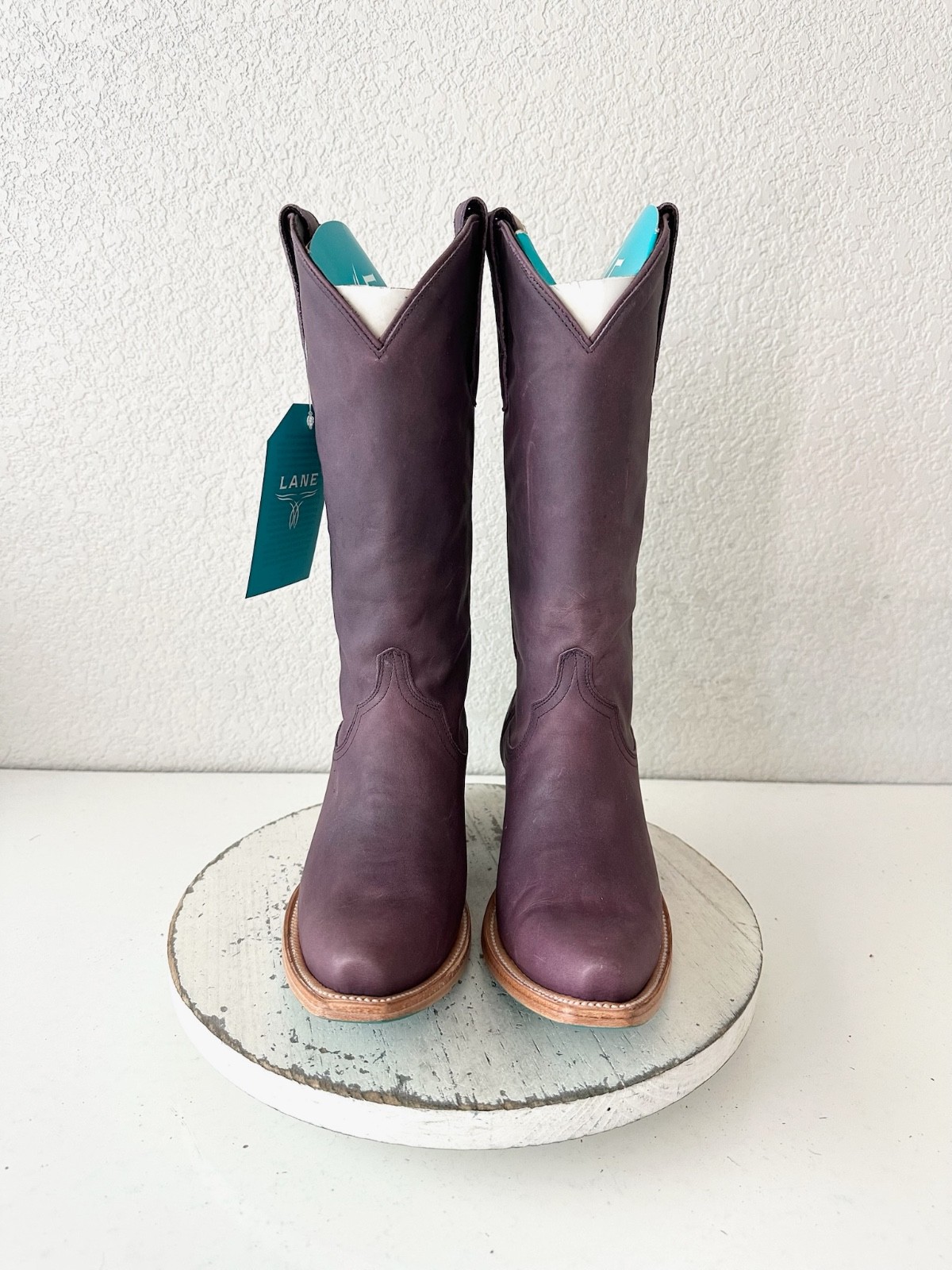 Lane EMMA JANE Purple Cowboy Boots Western Cowgirl Mid Calf Tall Snip Toe 8.5