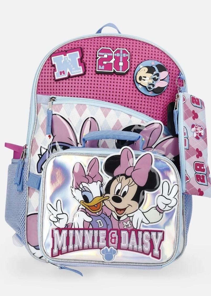 Disney Minnie Mouse Daisy Duck Girls Backpack Set Bolsa de almuerzo Botella 17in