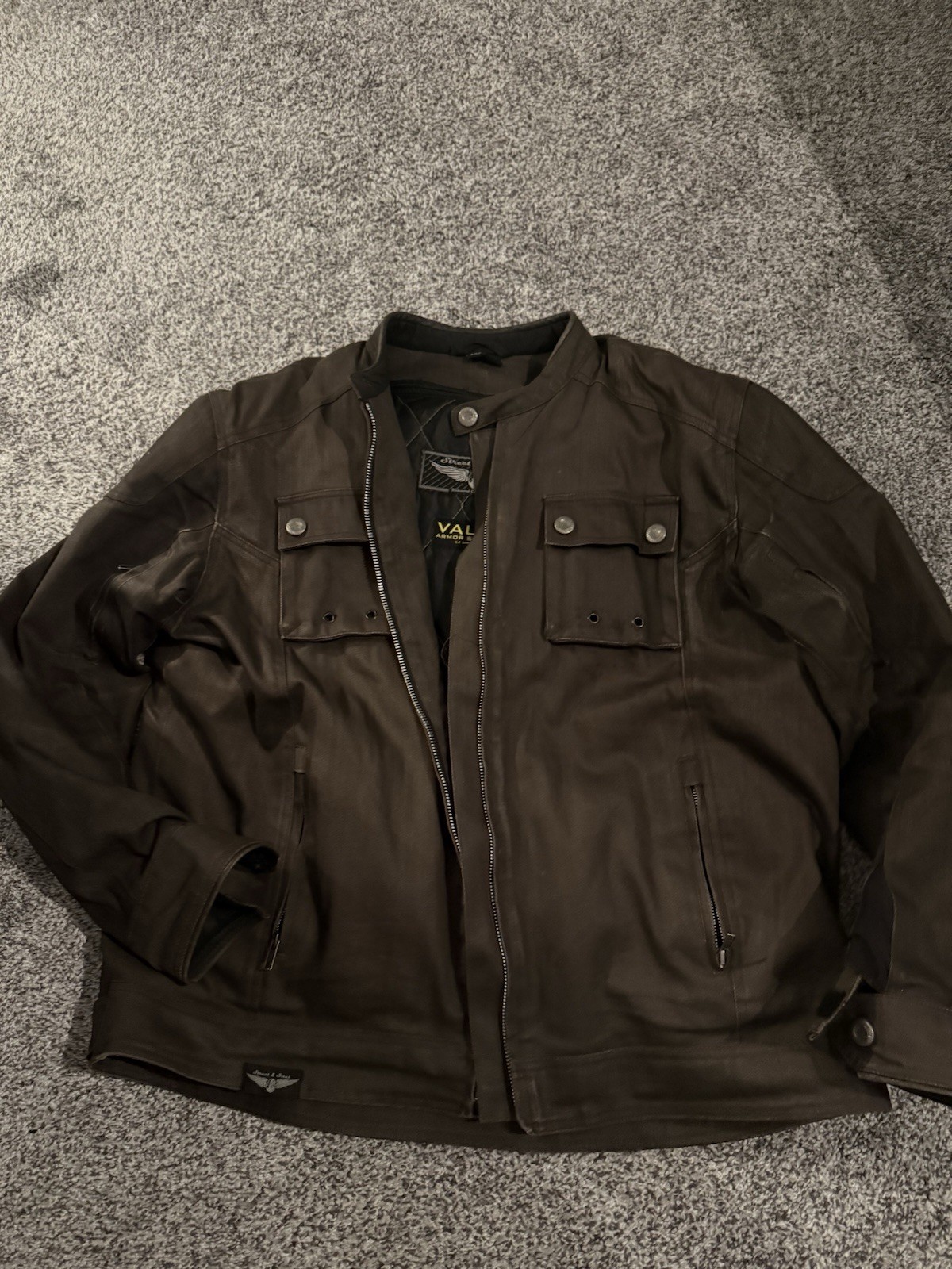 Street & Steel Men’s Brown Motorcycle Jacket 2XL Full Zip/Button Pockets