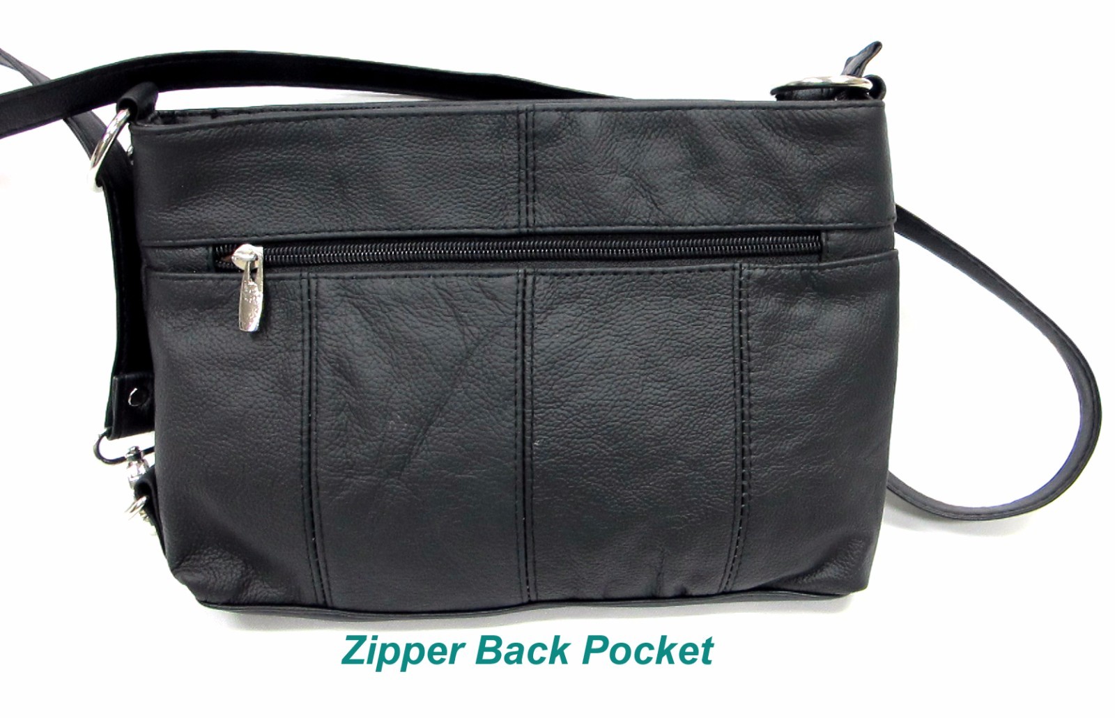 Genuine Leather 3 in 1 Cross body Shoulder Slim Purse w/ Organizer Medium Black