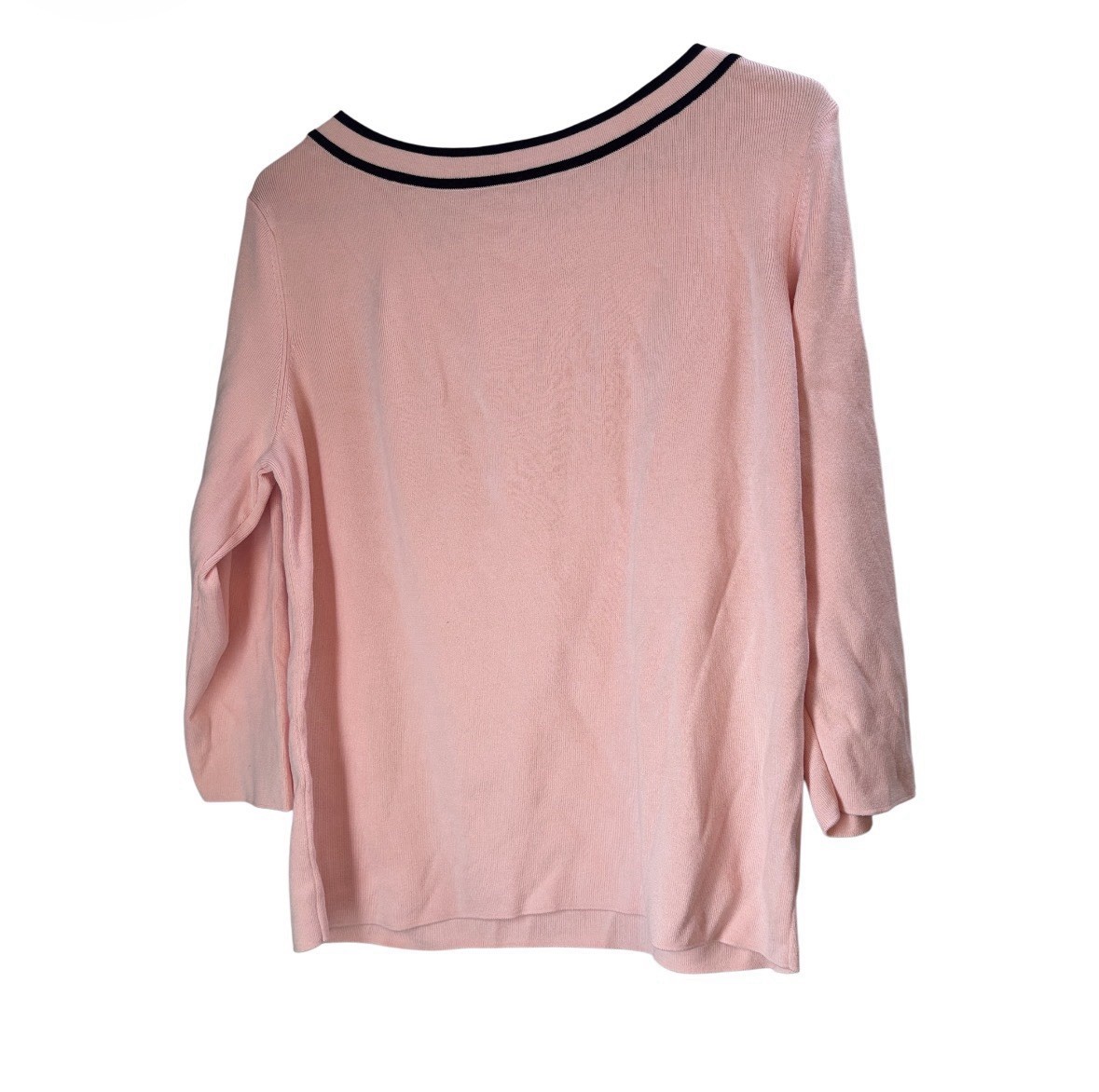 Talbots Sweater Womans XL Pink Black Pearl Button Back Classic Luxury Old Money