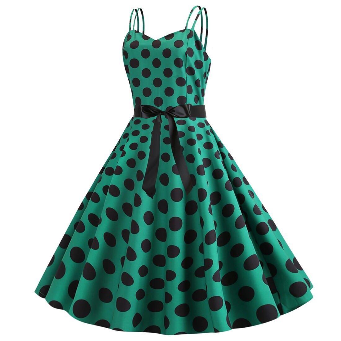 Women Vintage Dress Retro Style Rockabilly Party Swing Cocktail Polka Dots Dress