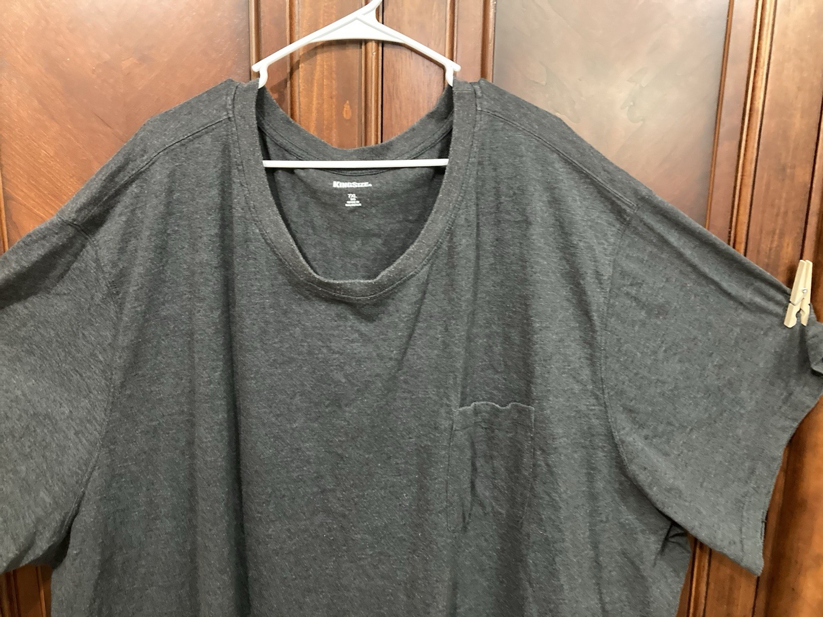 men’s 7xl big Kingsize crewneck s sleeve pocket tee shirt Heather Charcoal Grey
